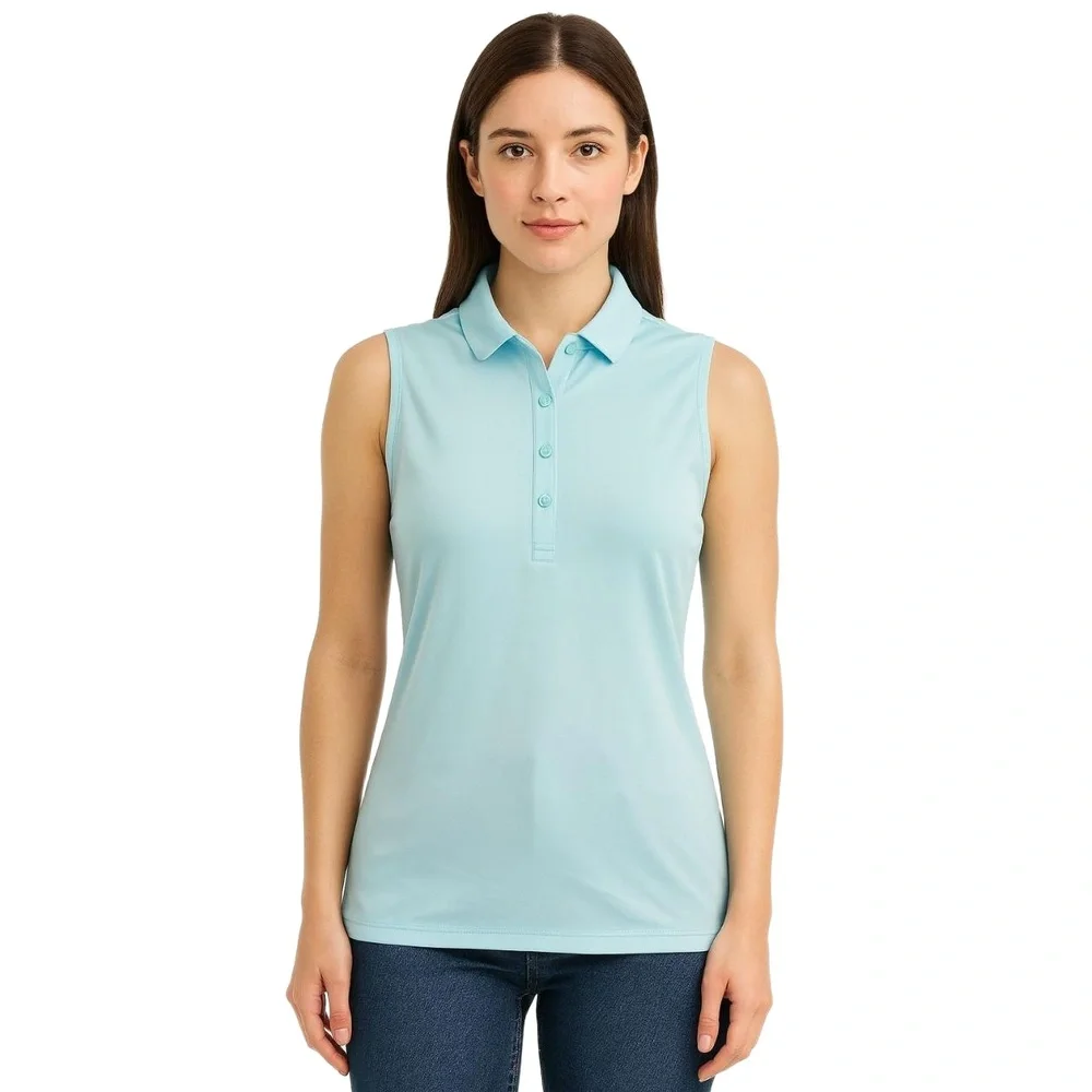 NIKE Women’s Dri-FIT Sleeveless Golf Polo Size Medium – Light Blue